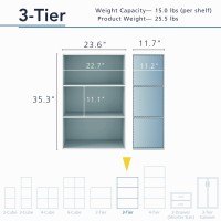 Homes Inside Out Apexa 3Tier Cube Storage Organizer Shelves Stackable Wood Bookcase Fits Cubby Bins For Organization Dorm