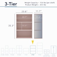 Homes Inside Out Apexa 3Tier Cube Storage Organizer Shelves Stackable Wood Bookcase Fits Cubby Bins For Organization Dorm