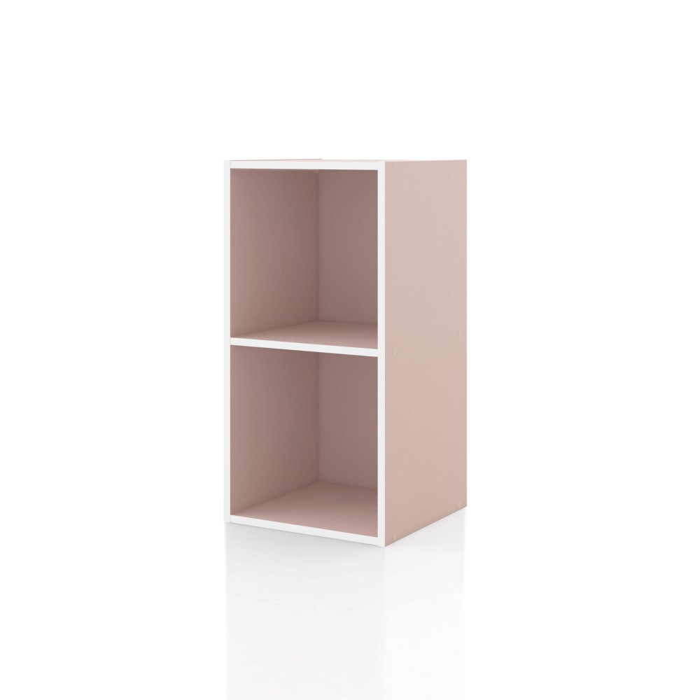 Homes Inside Out Apexa 2 Cube Storage Organizer Shelves Stackable Wood Bookcase Fits Cubby Bins For Organization Dorm Teen