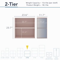 Homes Inside Out Apexa 2Tier Cube Storage Organizer Shelves Stackable Wood Bookcase Fits Cubby Bins For Organization Dorm