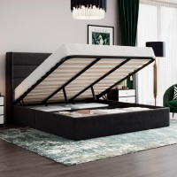 Sha Cerlin King Size Lift Up Storage Bedvelvet Upholsteredmodern Wingback Headboardupholstered Platform Bed Framehydraulic S