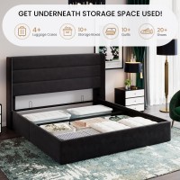 Sha Cerlin King Size Lift Up Storage Bedvelvet Upholsteredmodern Wingback Headboardupholstered Platform Bed Framehydraulic S