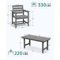 Serwall Patio Dining Table And Bench Set For 6 Gray