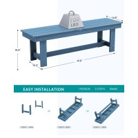 Serwall Patio Dining Table And Bench Set For 6 Blue