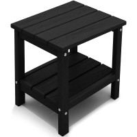 Kingyes Outdoor Side Table Dark Blackdouble Layer