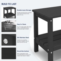 Kingyes Outdoor Side Table Dark Blackdouble Layer