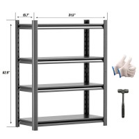 Hzdbhd Garage Shelving Thickened 63 Garage Storage Shelves Heavy Duty Shelving Units And Storage Adjustable 4 Tier Metal Shelv