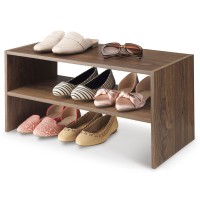 Whitmor Wood Stackable 2Shelf Shoe Rack Walnut 24 Inches