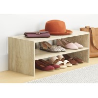 Whitmor Wood Stackable 2Shelf Shoe Rack White Oak 31 Inches