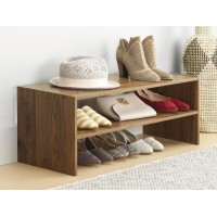 Whitmor Wood Stackable 2Shelf Shoe Rack Walnut 31 Inches