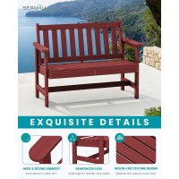 Serwall Outdoor Bench  Hdpe Outdoor Benches Weatherproof  2-Person Garden Bench With 660 Lbs Weight Capacity  Patio Benches For Outdoors  Garden  Porch  Backyard And Park  Red