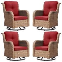 Rilyson Patio Chairs Wicker Outdoor Chair 4 Piece Rattan Swivel Rocking Chairs Set Patio Glider Rocker Chair For Porch Deck Ga