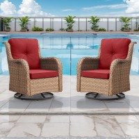 Rilyson Patio Chairs Wicker Outdoor Chair 4 Piece Rattan Swivel Rocking Chairs Set Patio Glider Rocker Chair For Porch Deck Ga