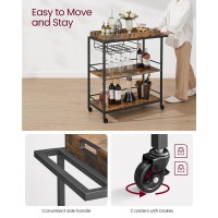 Vasagle Kitchen Serving Cart With Removable Tray 3Tier Kitchen Utility Cart On Wheels With Storage With Brakes Leveling Feet