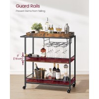 Vasagle Kitchen Serving Cart With Removable Tray 3Tier Kitchen Utility Cart On Wheels With Storage With Brakes Leveling Feet