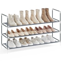 Songmics 3Tier Shoe Rack Shoe Storage For Hallway Closet Slim And Spacesaving Metal Frame Nonwoven Fabric Shelves Dove G