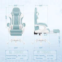 Shahoo Gaming Chair With Footrest And Massage Lumbar Support Ergonomic Computer Seat Height Adjustable With 360Swivel And Headr