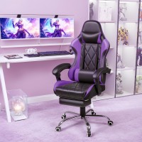 Shahoo Gaming Chair With Footrest And Massage Lumbar Support Ergonomic Computer Seat Height Adjustable With 360Swivel And Headr