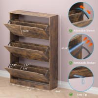 Bornoon Shoe Cabinet With 3 Flip Drawers Hidden Wood Shoe Cabinet Freestanding Shoe Storage Cabinet For Entryway Hallway