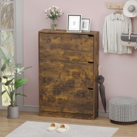 Bornoon Shoe Cabinet With 3 Flip Drawers Hidden Wood Shoe Cabinet Freestanding Shoe Storage Cabinet For Entryway Hallway