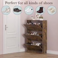 Bornoon Shoe Cabinet With 3 Flip Drawers Hidden Wood Shoe Cabinet Freestanding Shoe Storage Cabinet For Entryway Hallway