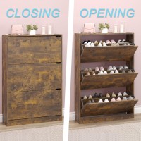 Bornoon Shoe Cabinet With 3 Flip Drawers Hidden Wood Shoe Cabinet Freestanding Shoe Storage Cabinet For Entryway Hallway