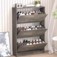 Bornoon Shoe Cabinet With 3 Flip Drawers Hidden Wood Shoe Cabinet Freestanding Shoe Storage Cabinet For Entryway Hallway