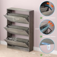 Bornoon Shoe Cabinet With 3 Flip Drawers Hidden Wood Shoe Cabinet Freestanding Shoe Storage Cabinet For Entryway Hallway