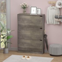 Bornoon Shoe Cabinet With 3 Flip Drawers Hidden Wood Shoe Cabinet Freestanding Shoe Storage Cabinet For Entryway Hallway