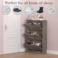 Bornoon Shoe Cabinet With 3 Flip Drawers Hidden Wood Shoe Cabinet Freestanding Shoe Storage Cabinet For Entryway Hallway