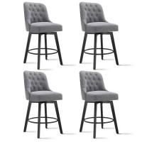 Kislot Counter Height Swivel Barstools With Back 26 H Seat Height Upholstered Fabric Bar Stools For Kitchen Island Set Of 4 Gr