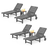 Homenjoy Chaise Lounge Chair Outdoor With Table 6Piece Hdps Material Outdoor Pool Lounge Chairs With 5Position Backrest Pa