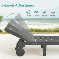 Homenjoy Chaise Lounge Chair Outdoor With Table 6Piece Hdps Material Outdoor Pool Lounge Chairs With 5Position Backrest Pa