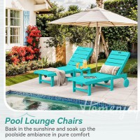 Homenjoy Chaise Lounge Chair Outdoor With Table 3Piece Hdps Material Outdoor Pool Lounge Chairs With 5Position Backrest Pa