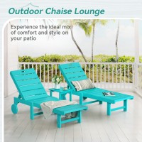 Homenjoy Chaise Lounge Chair Outdoor With Table 3Piece Hdps Material Outdoor Pool Lounge Chairs With 5Position Backrest Pa