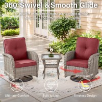 Belord Swivel Patio Chairs Wicker Set - Outdoor Swivel Rocker Chair With Side Table  3 Piece Patio Glider Chairs Furniture Set With Water-Resistant Cushions For Deck Porch Sunroom