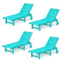 Homenjoy Outdoor Lounge Chairs Set Of 4 Hdps Material Chaise Lounge Chair Outdoor With 5Position Backrest Patio Pool Lounge