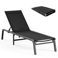 Aluminum Chaise Lounge Ourdoor Foldable Assemble Free Outdoor Lounge Chair With 5 Adjustable Backrest Patio Lounge Chair Fo