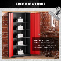 Greenvelly Metal Storage Cabinet With Doors And Adjustable Shelves 72 Locking Steel Garage Cabinet Lockable Metal File Cabinet