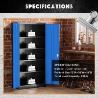 Greenvelly Metal Garage Storage Cabinet 72 H Steel Lockable Storage Cabinet With 2 Doors And 4 Adjustable Shelves Tall Metal