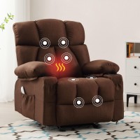 Jonpony Massage Rocker Recliner Chair With Heat And Vibration Rocking Lounge Chair For Living Room Comfy Overstuffed Recliner Wi