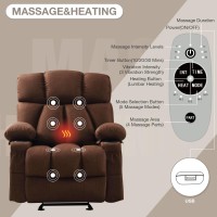 Jonpony Massage Rocker Recliner Chair With Heat And Vibration Rocking Lounge Chair For Living Room Comfy Overstuffed Recliner Wi