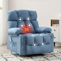 Massage Rocker Recliner Chair With Heat And Vibration Ergonomic Rocking Lounge Chair For Living Room Comfy Overstuffed Recliner