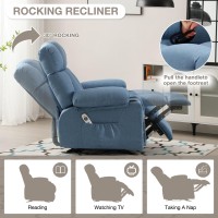 Massage Rocker Recliner Chair With Heat And Vibration Ergonomic Rocking Lounge Chair For Living Room Comfy Overstuffed Recliner