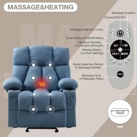 Massage Rocker Recliner Chair With Heat And Vibration Ergonomic Rocking Lounge Chair For Living Room Comfy Overstuffed Recliner