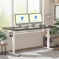 Flexispot En1 Onepiece Standing Desk 55 X 24 Inches Height Adjustable Electric Sit Stand Home Office Desks White Frame Black