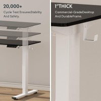 Flexispot En1 Onepiece Standing Desk 55 X 24 Inches Height Adjustable Electric Sit Stand Home Office Desks White Frame Black