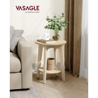 Vasagle Side Table Small Round End Table With Lower Shelf Nightstand For Small Spaces Living Room Bedroom Natural Beige Ule