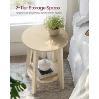 Vasagle Side Table Small Round End Table With Lower Shelf Nightstand For Small Spaces Living Room Bedroom Natural Beige Ule