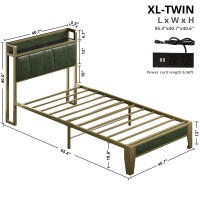 Likimio Twin Xl Bed Frame Storage Headboard With Charging Station Solid And Stable Noise Free No Box Spring Needed Easy Ass